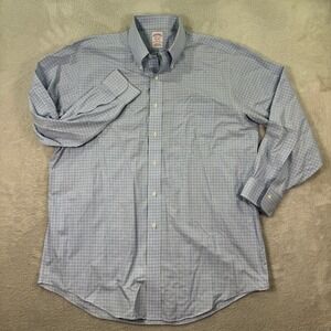 Brooks Brothers Madison Men's 16.5 33 Blue Plaid Button Down Long Sleeve Shirt